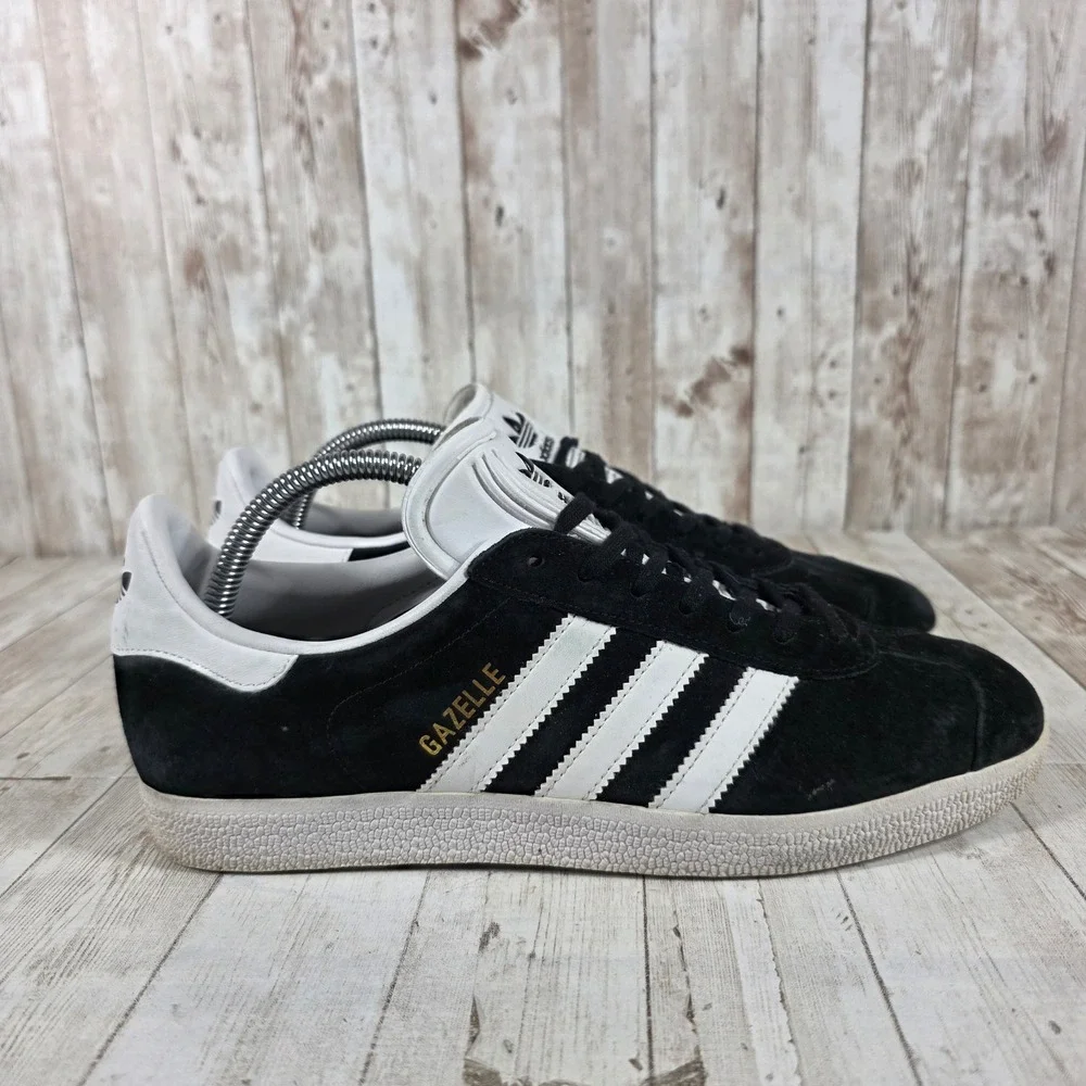 Adidas Gazelle Mens Black White Suede Low Top Sneakers‎ BB5476 Size 8